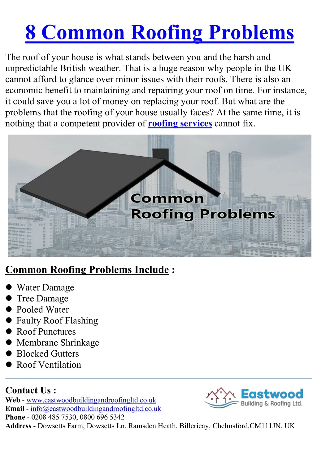 8 common roofing problems