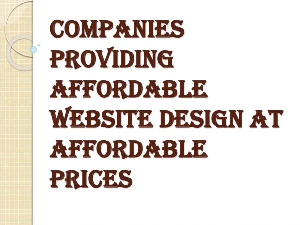 Design and Functionality of Affordable Website Design