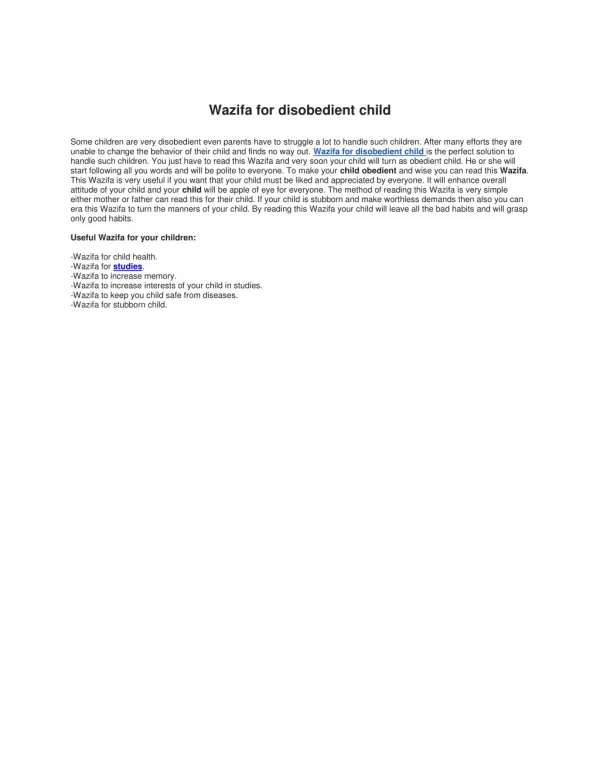 Powerful Wazifa for disobedient child