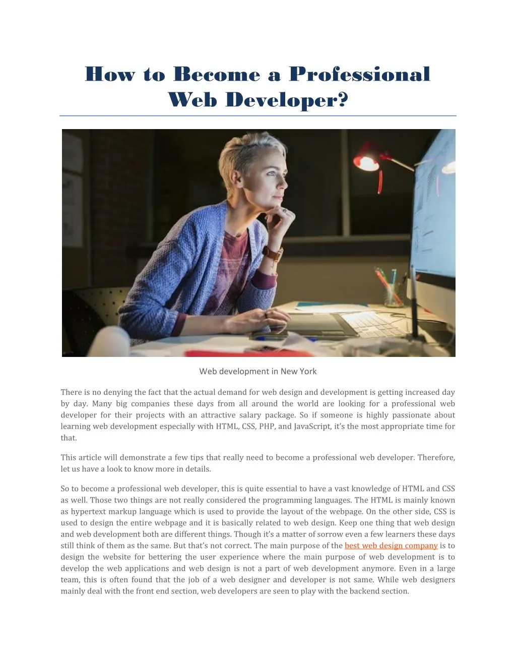 how to become a professional web developer
