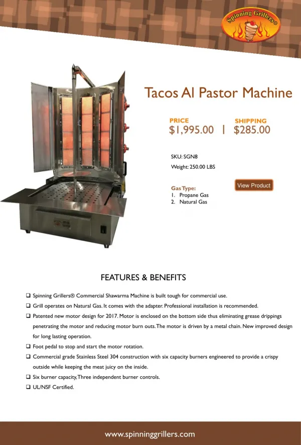 Commercial Tacos al Pastor Machine | Spinning Griller