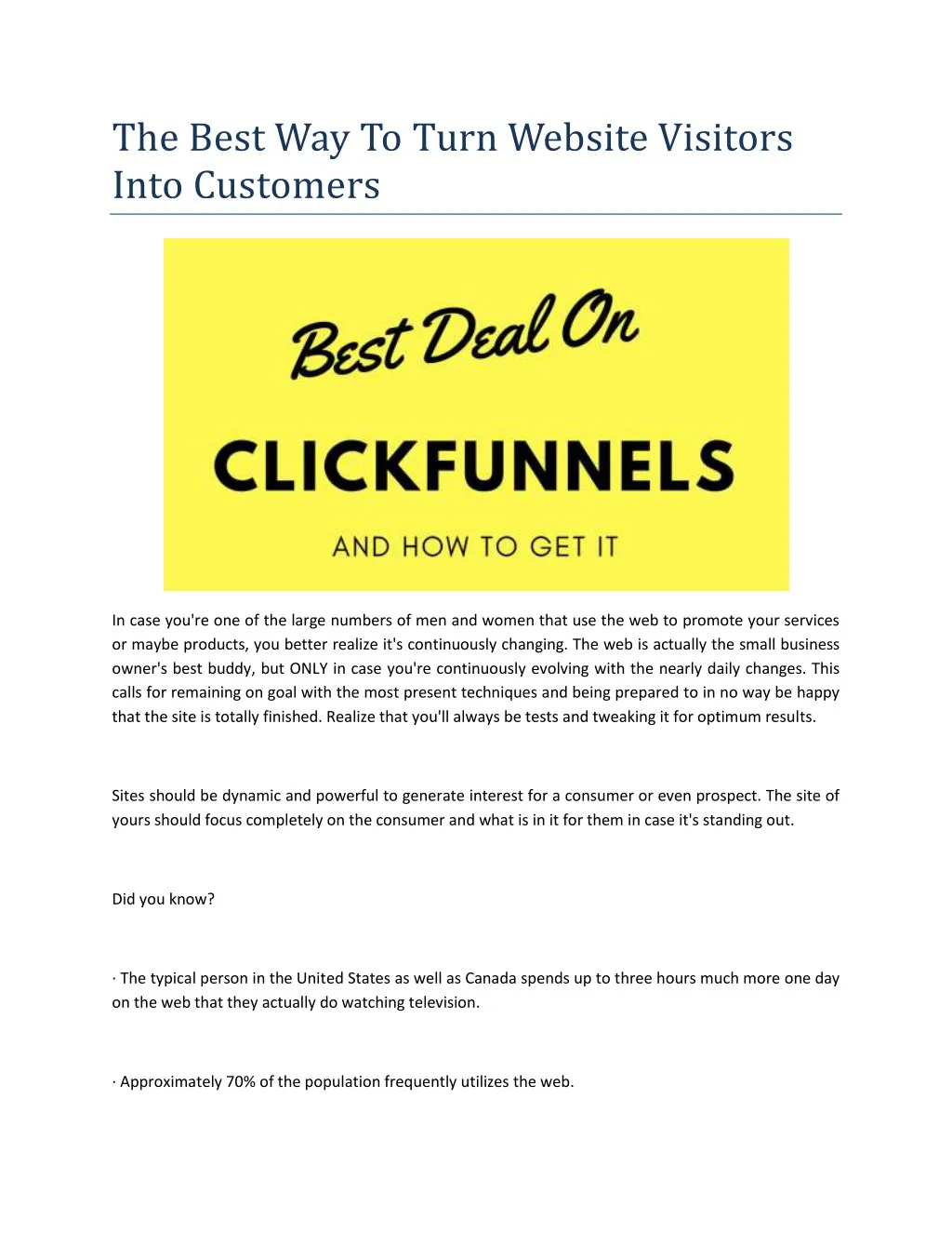 the best way to turn website visitors into