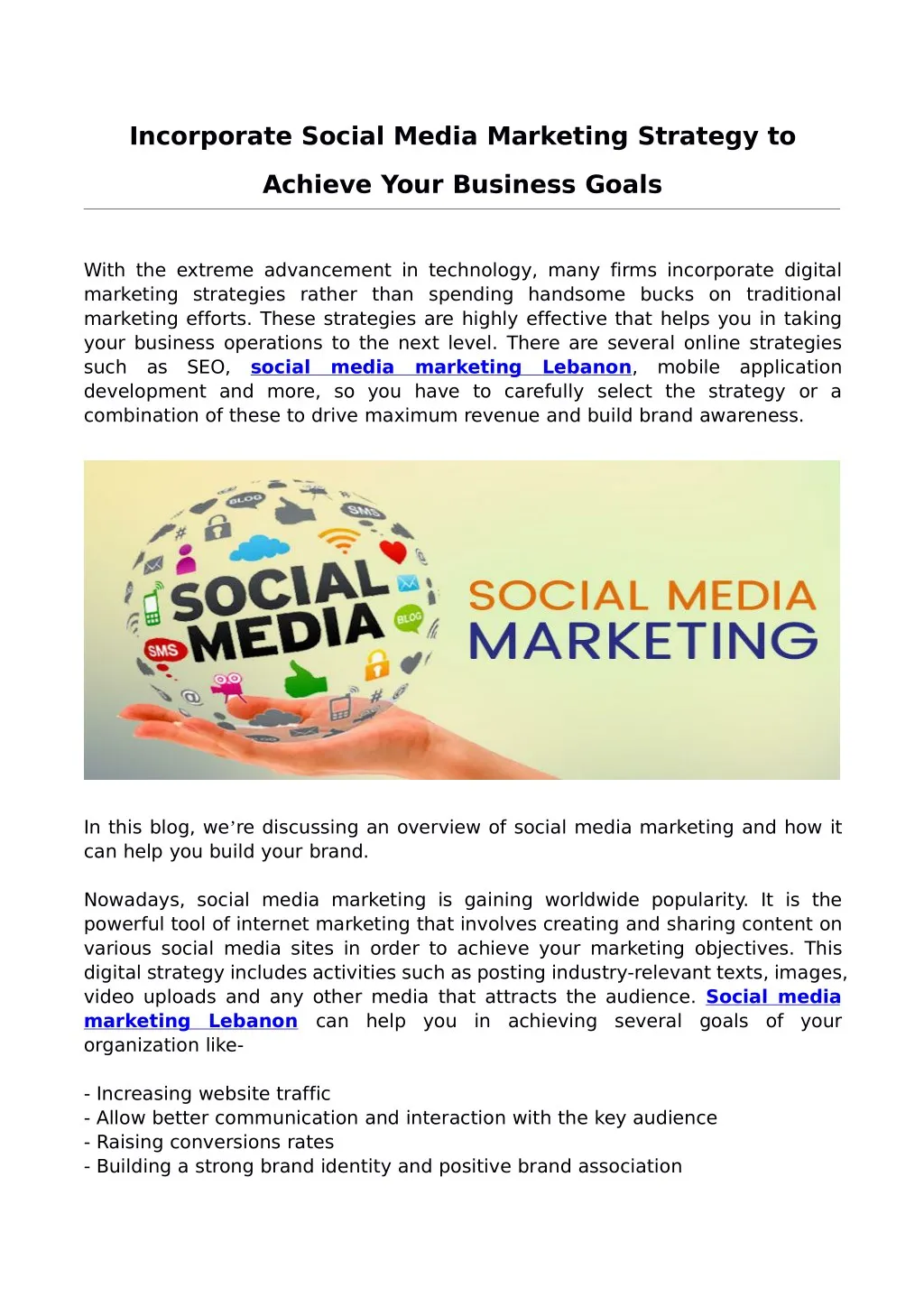 incorporate social media marketing strategy to