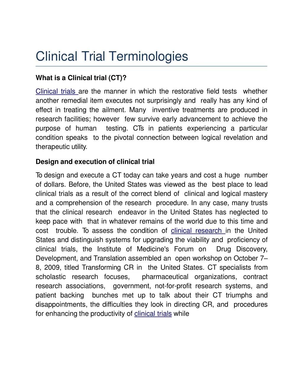 clinical trial terminologies