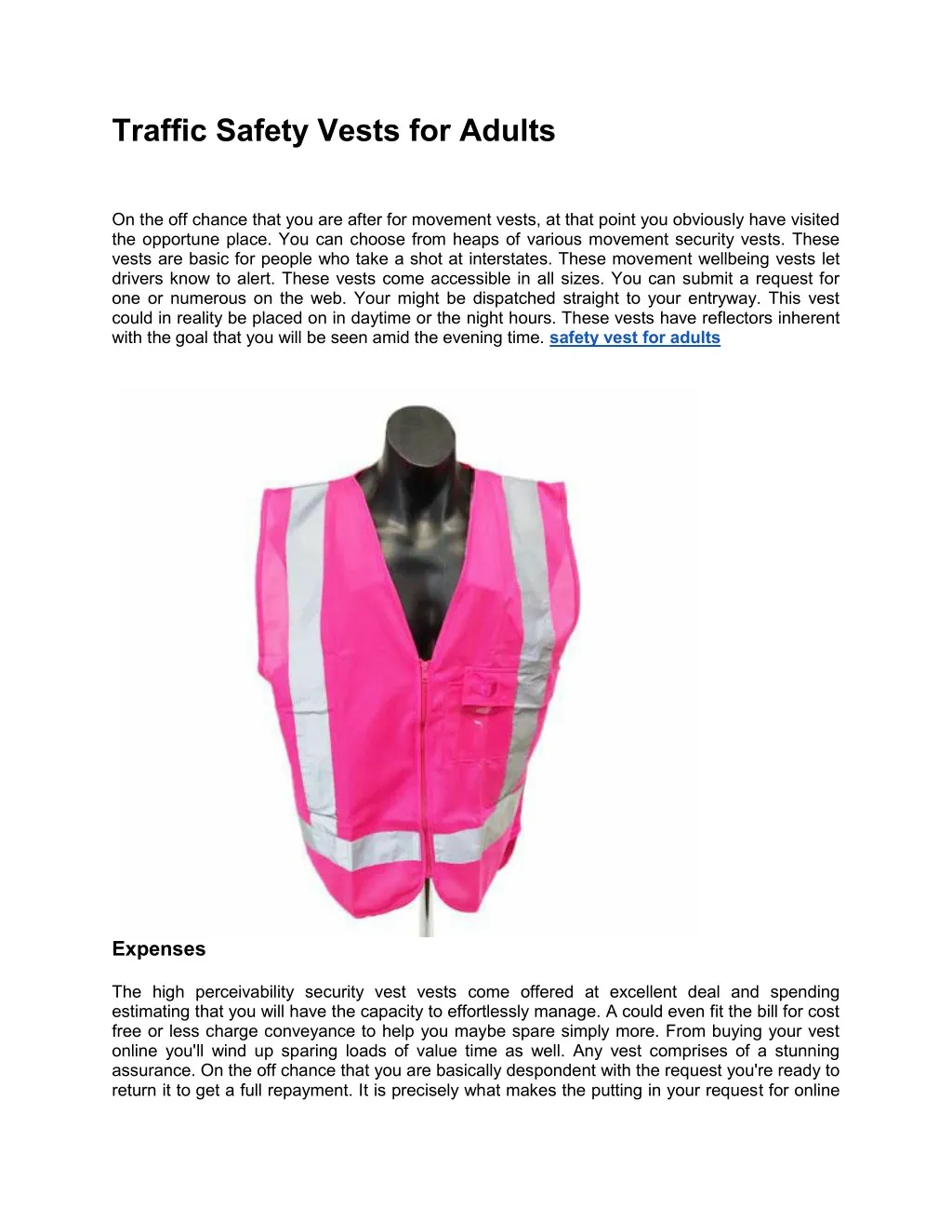 traffic safety vests for adults