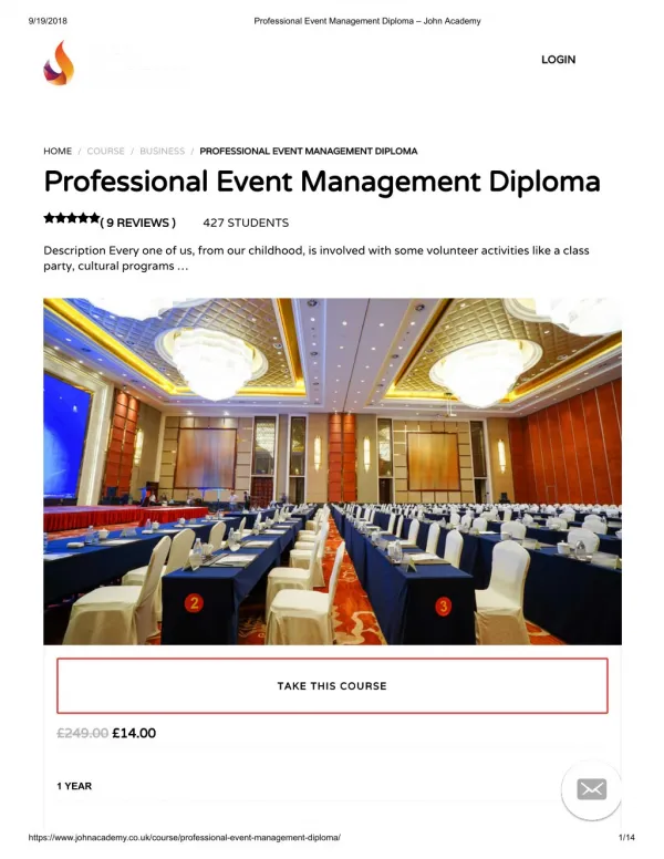 Professional Event Management Diploma - John Academy