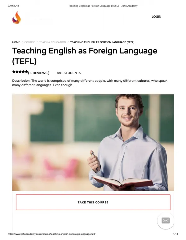 Teaching English as Foreign Language (TEFL) - John Academy