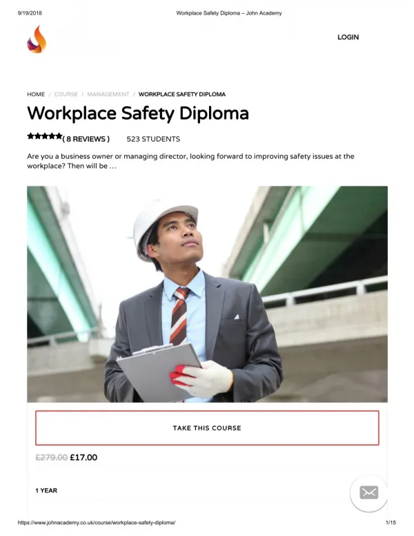 Workplace Safety Diploma - John Academy