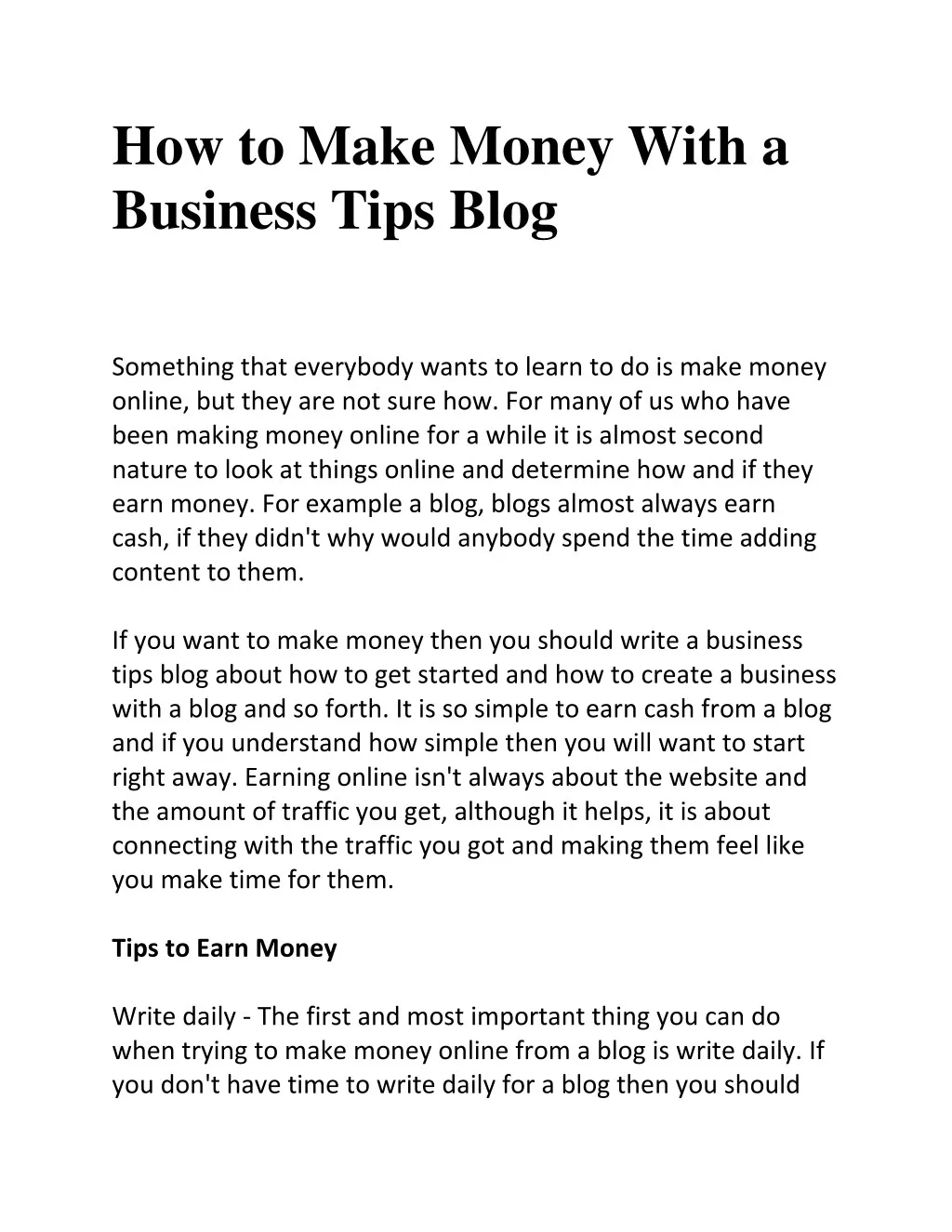 how to make money with a business tips blog