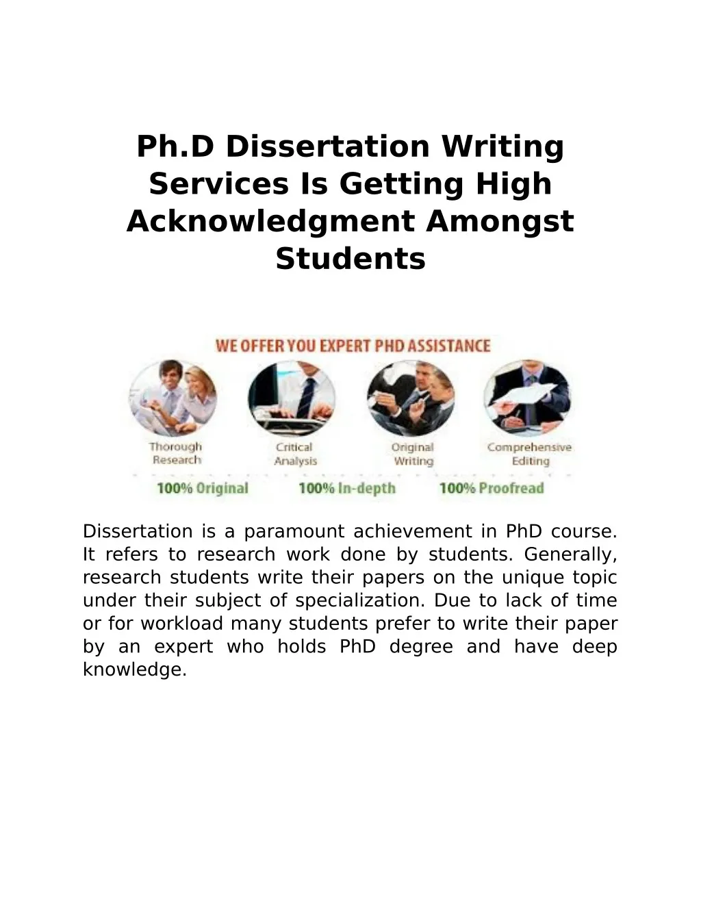 ph d dissertation writing services is getting