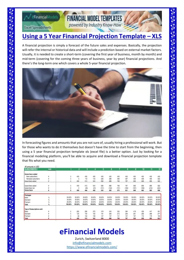 Using a 5 Year Financial Projection Template – XLS