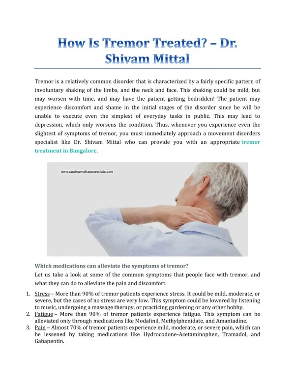 How Is Tremor Treated? - Dr. Shivam Mittal