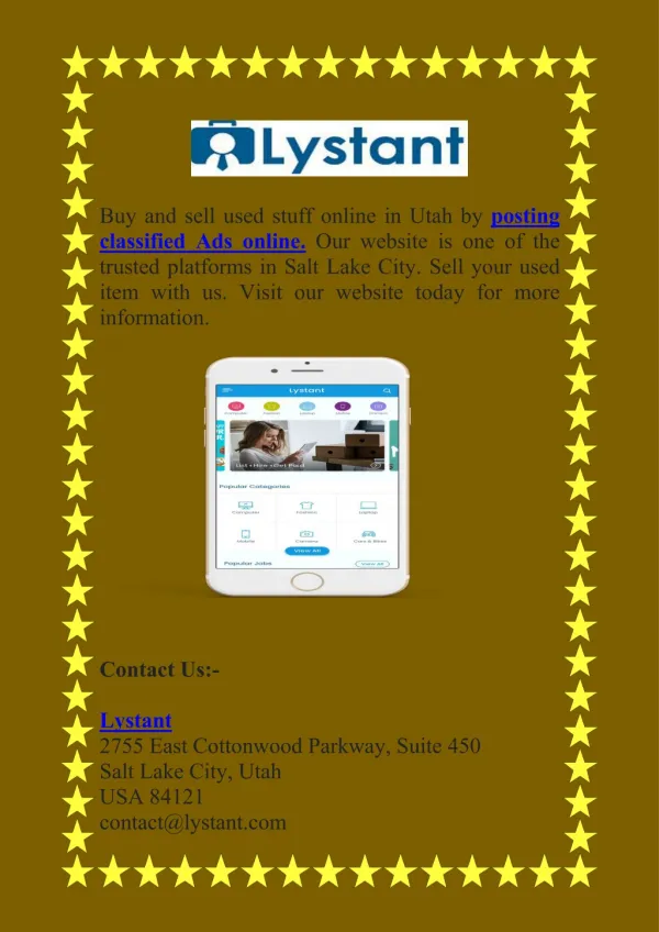 Post Classified Ads Online Utah | Lystant