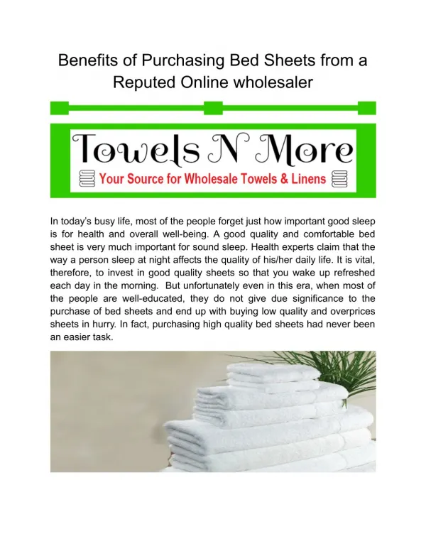 Benefits of Purchasing Bed Sheets from a Reputed Online wholesaler