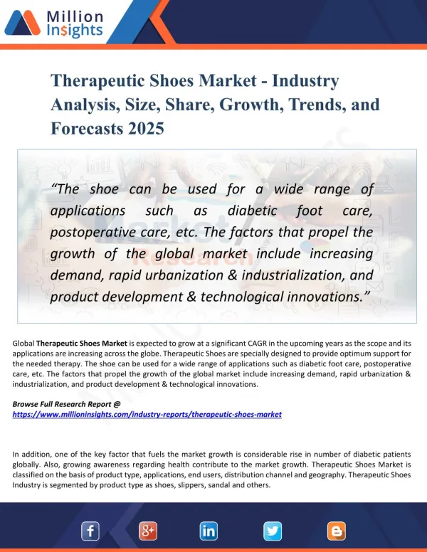 Therapeutic Shoes Market Outlook 2025: Market Trends, Segmentation, Market Growth And Competitive Landscape