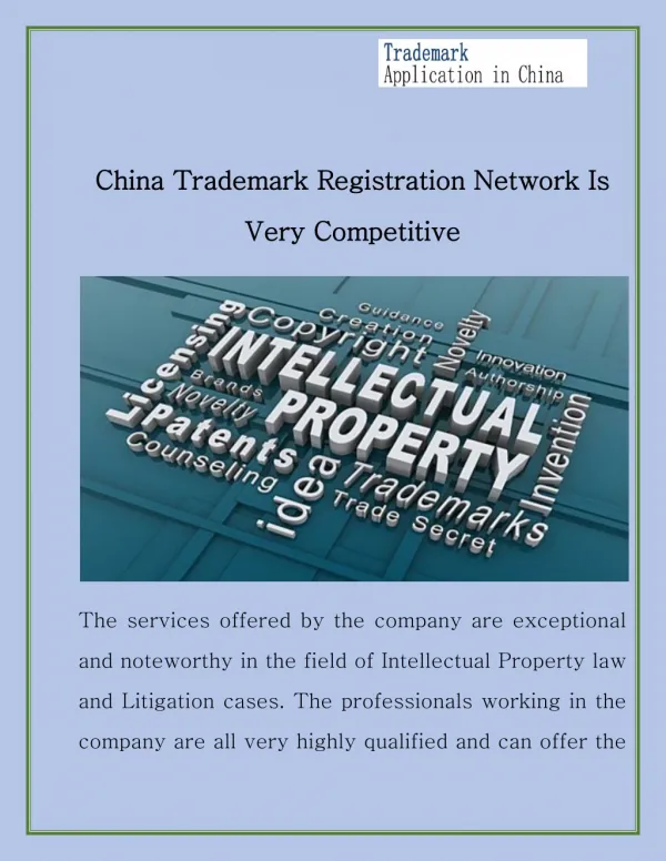 China Trademark Registration Network Is Very Competitive