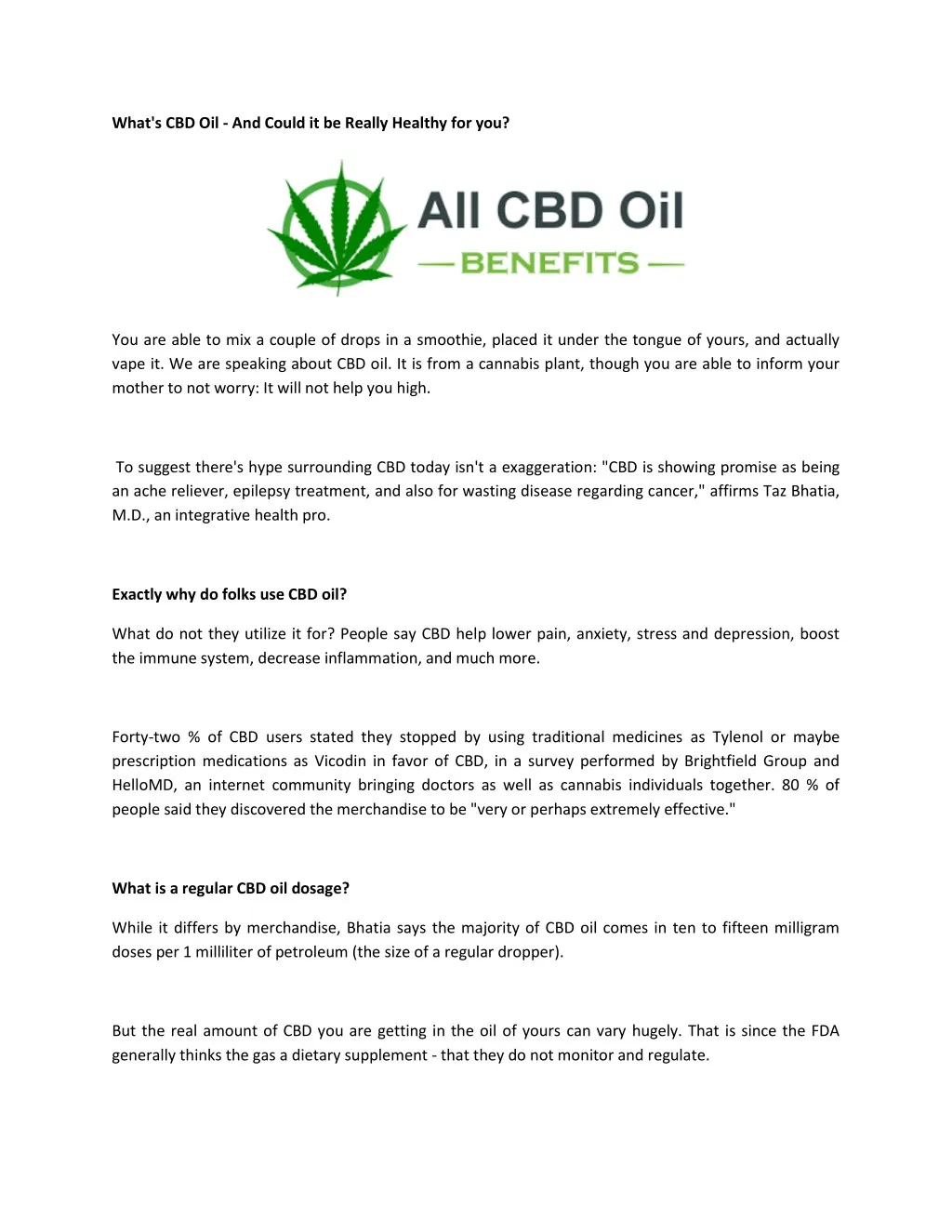 what s cbd oil and could it be really healthy