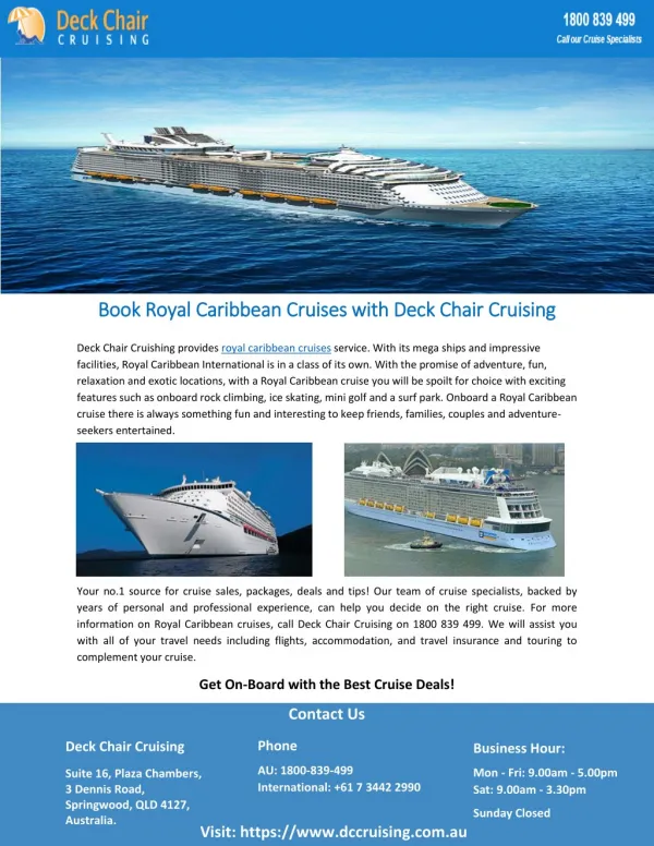 Book Royal Caribbean Cruises with Deck Chair Cruising