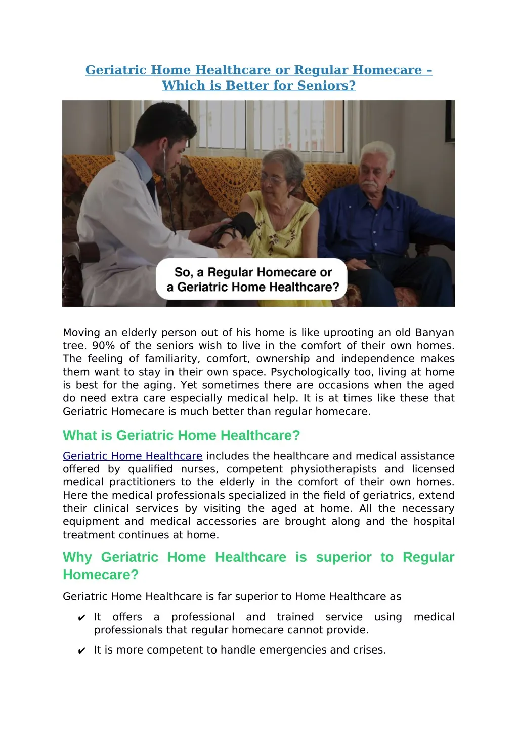geriatric home healthcare or regular homecare