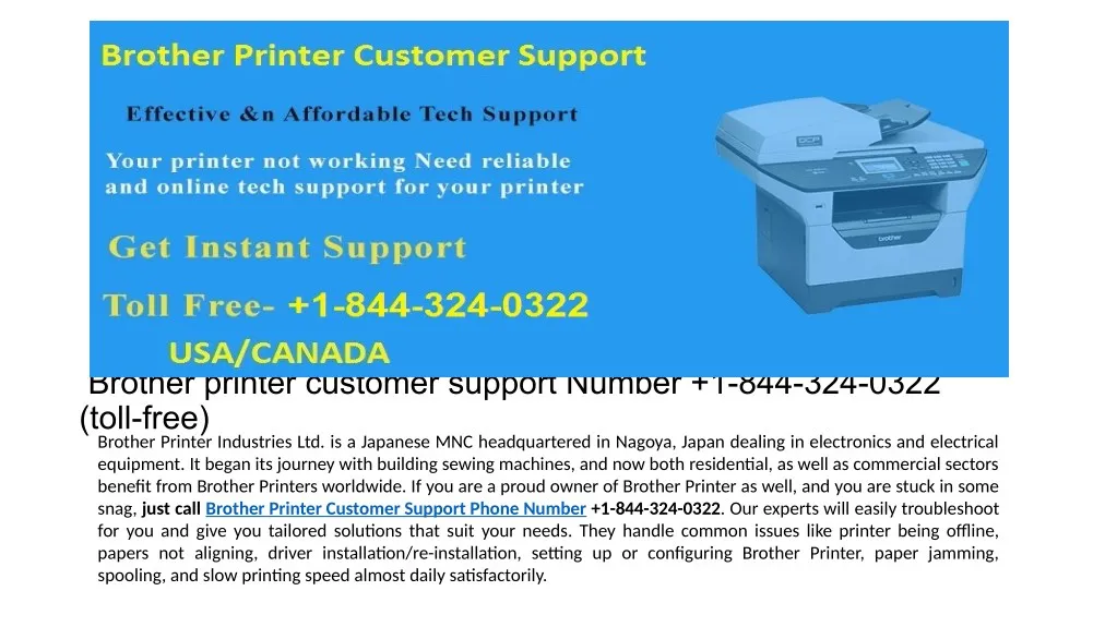 brother printer customer support number