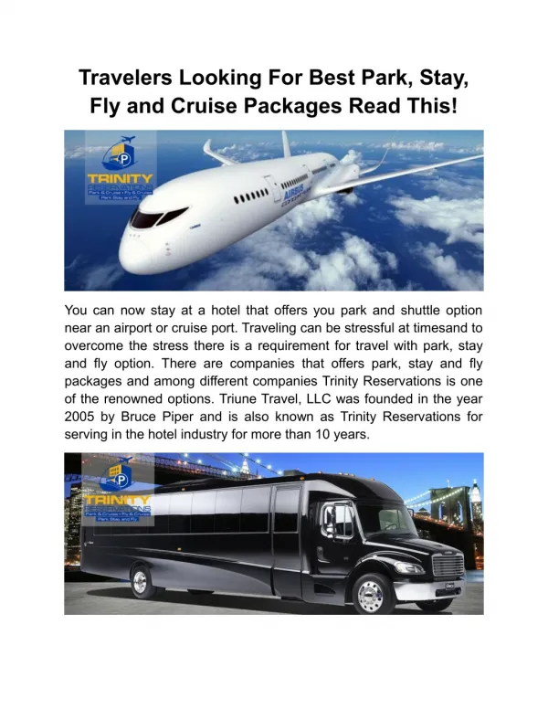 Travelers Looking For Best Park, Stay, Fly and Cruise Packages