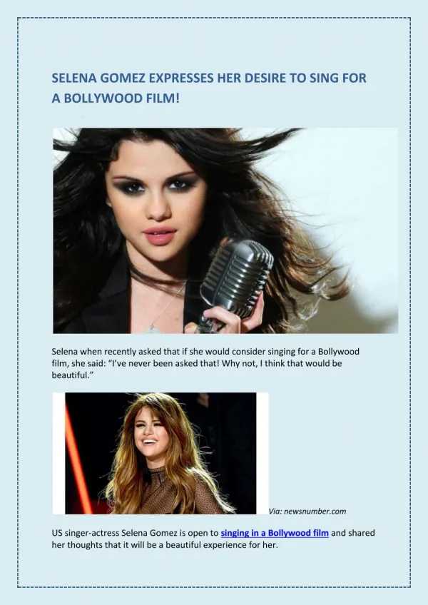 Selena Gomez Expresses Her Desire To Sing For A Bollywood Film!