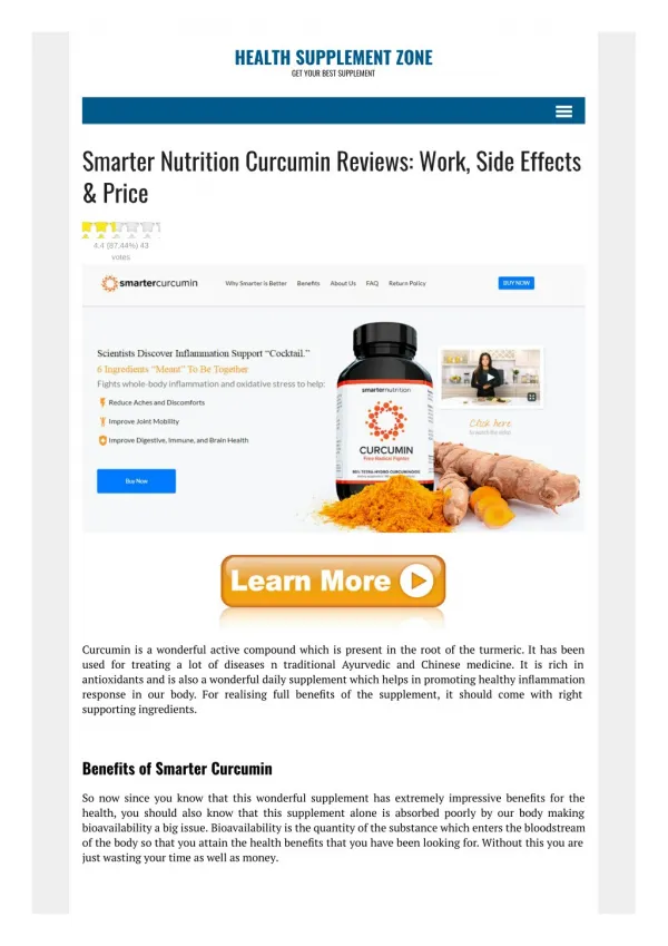 What Are The Ingredients Used In Smarter Nutrition Curcumin?