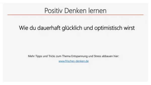 positiv denken lernen