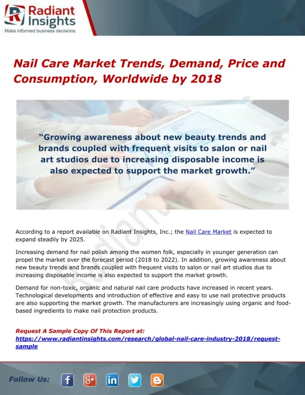 Nail Care Market to Witness Steady Growth Due to Growing Awareness about New Beauty Trends and Brands