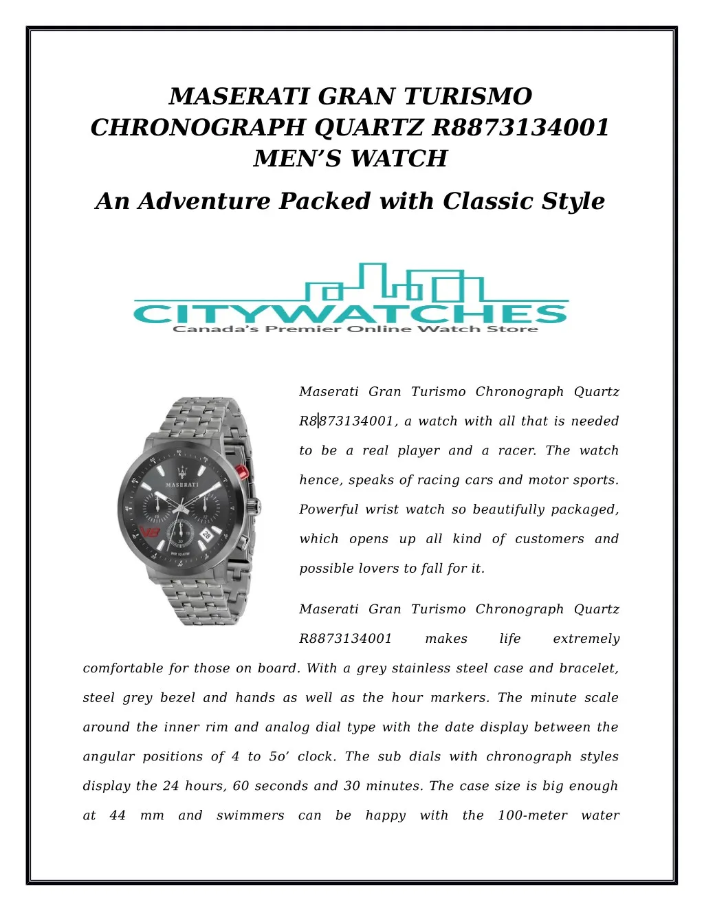 maserati gran turismo chronograph quartz