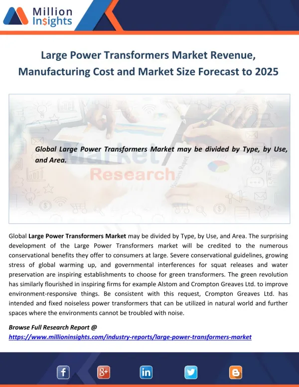 Large Power Transformers Market Revenue, Manufacturing Cost and Market Size Forecast to 2025