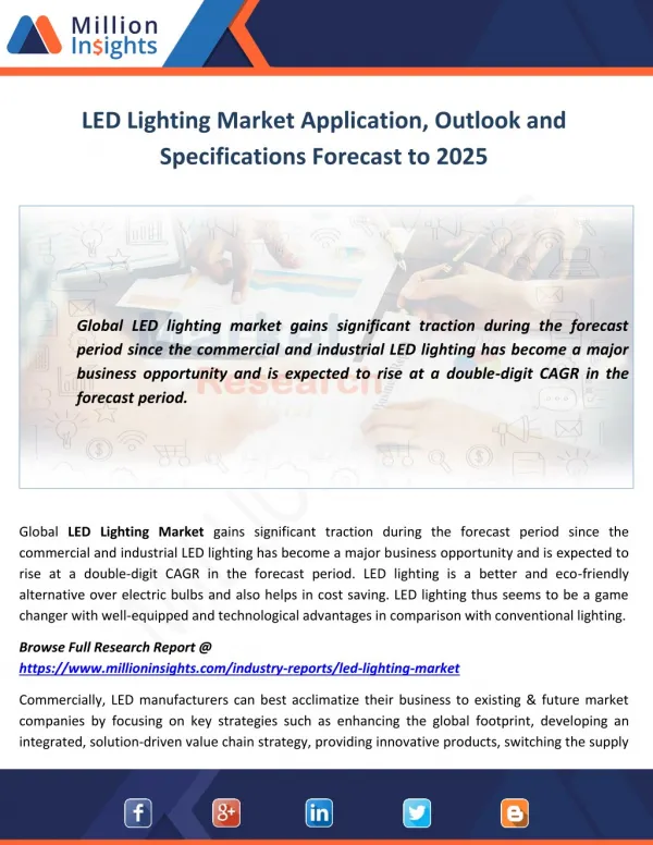 LED Lighting Market Application, Outlook and Specifications Forecast to 2025