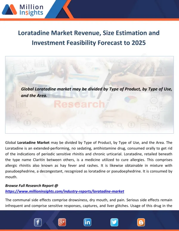 Loratadine Market Revenue, Size Estimation and Investment Feasibility Forecast to 2025