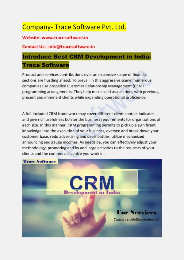Introduce Best CRM Development in India- Trace Software
