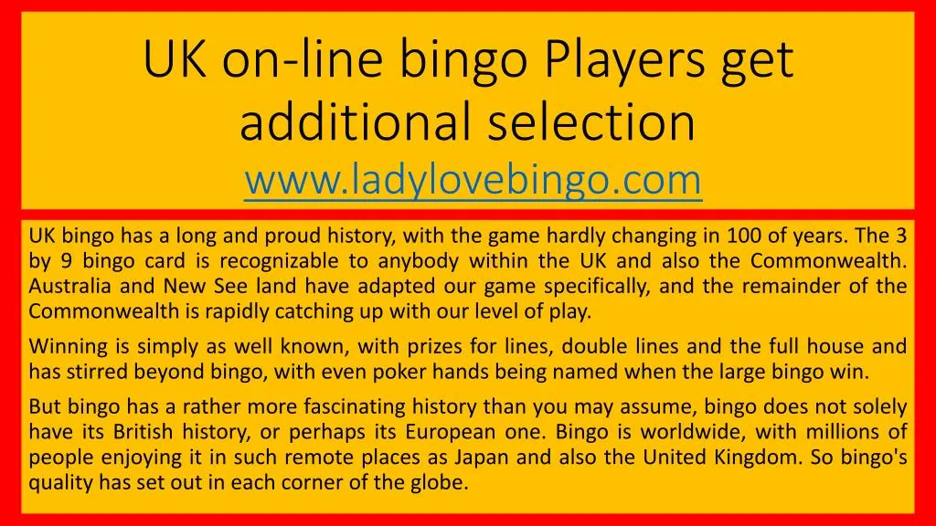 uk on line bingo players get additional selection www ladylovebingo com