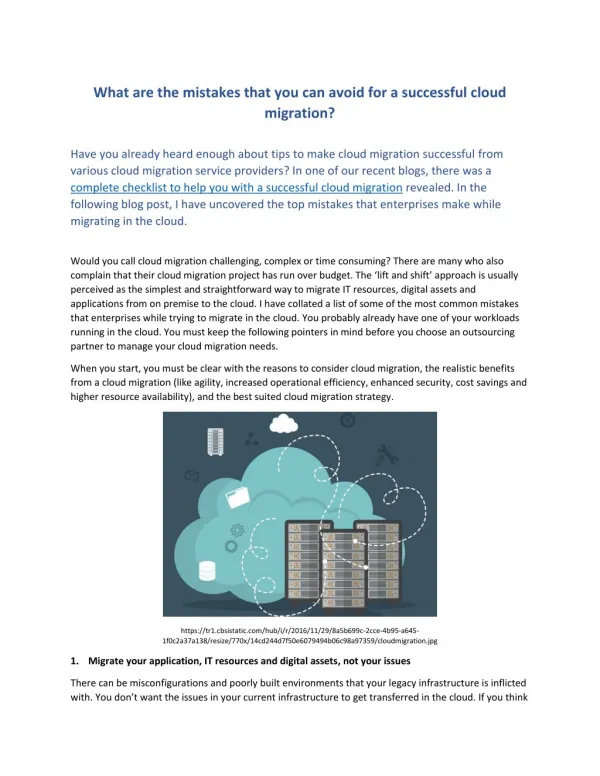What are the mistakes that you can avoid for a successful cloud migration?