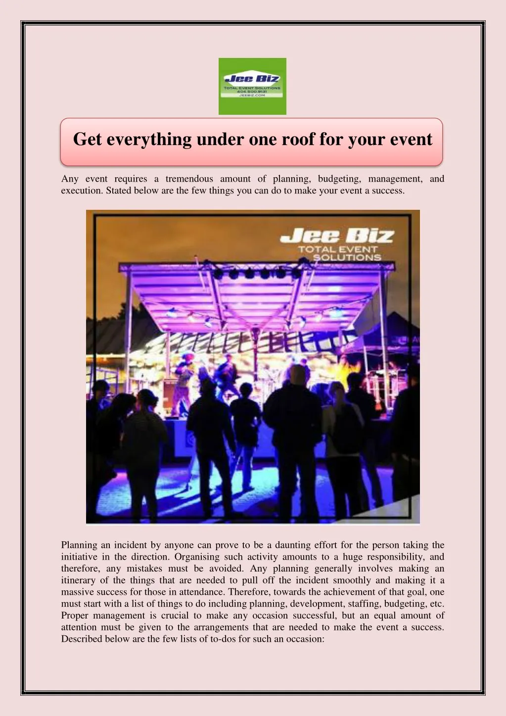 get everything under one roof for your event