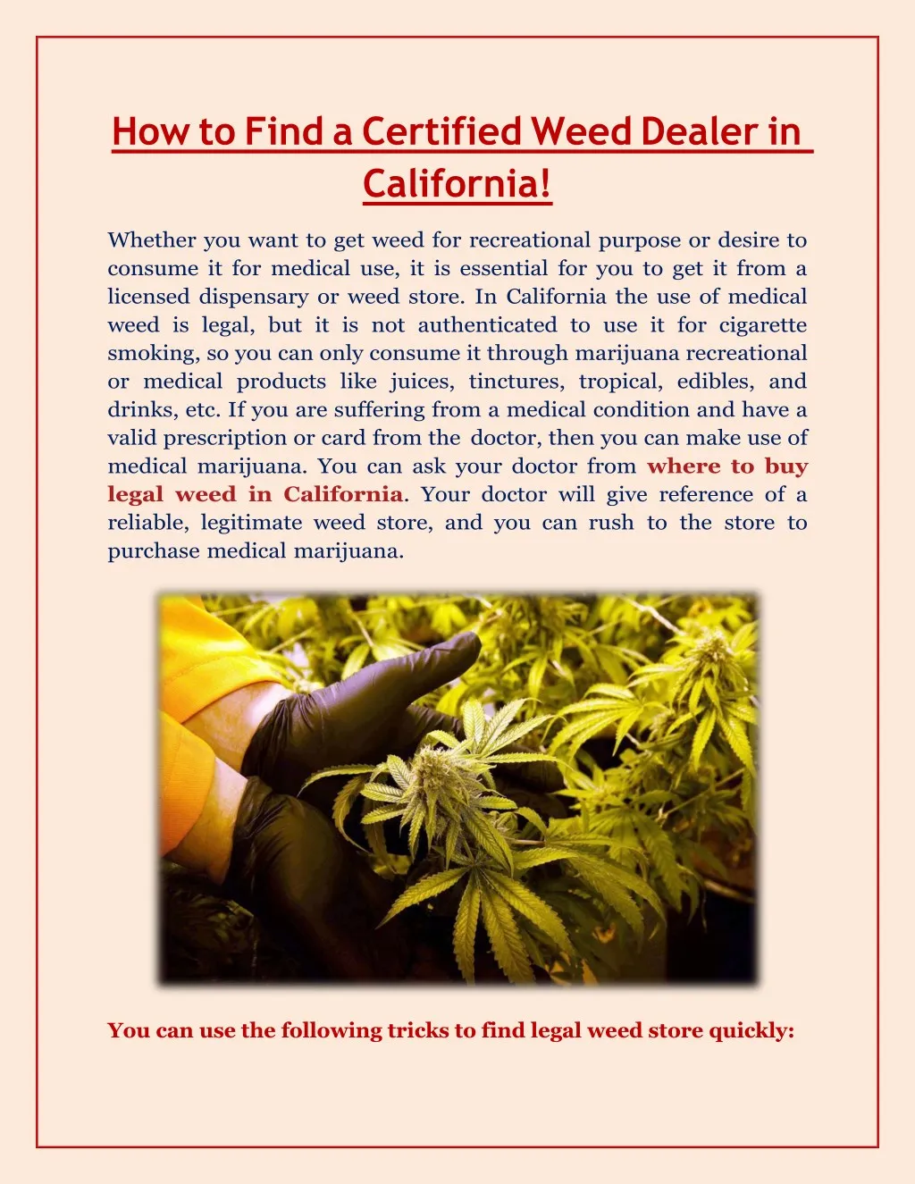 how to find a certified weed dealer in california