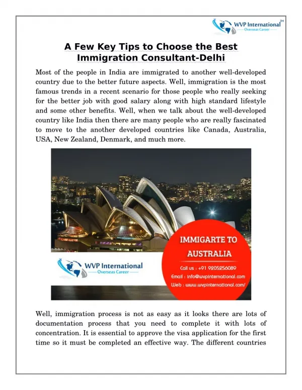 A Few Key Tips to Choose the Best Immigration Consultant-Delhi