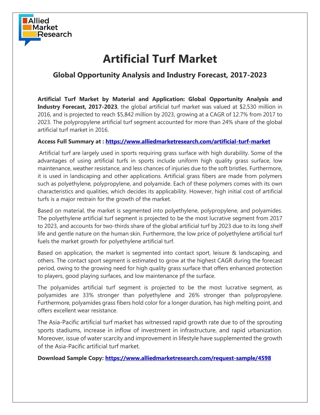 artificial turf market