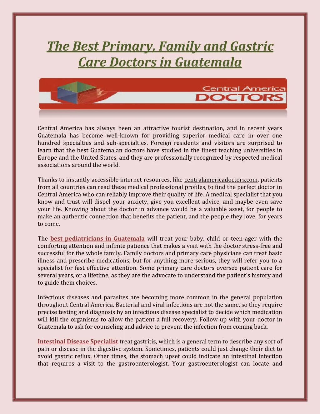 the best primary family and gastric care doctors