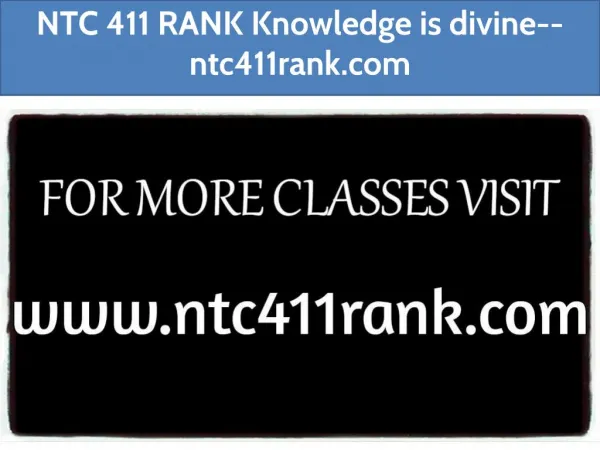 NTC 411 RANK Knowledge is divine--ntc411rank.com