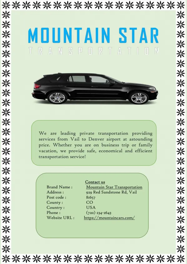 Transportation Services From Vail to Denver