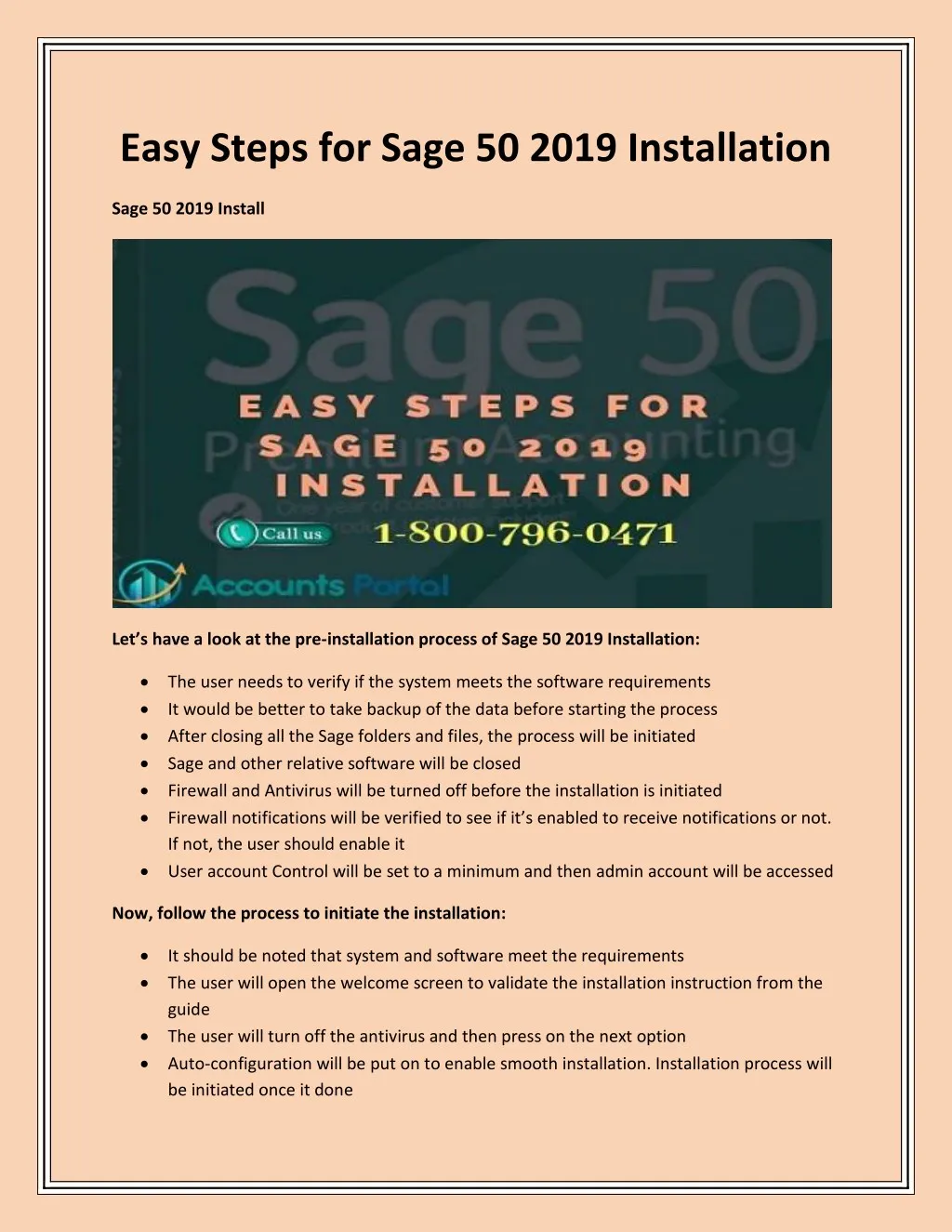 easy steps for sage 50 2019 installation