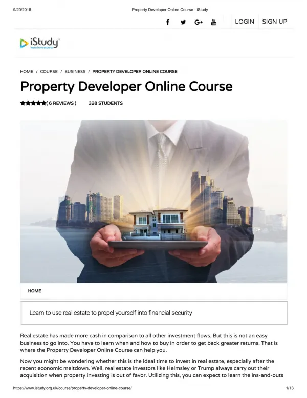 Property Developer Online Course - istudy