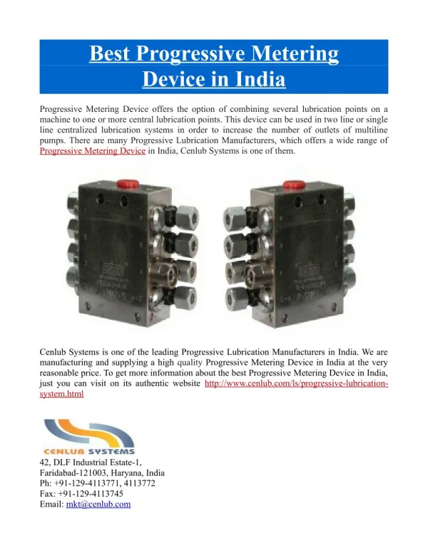 Best Progressive Metering Device in India