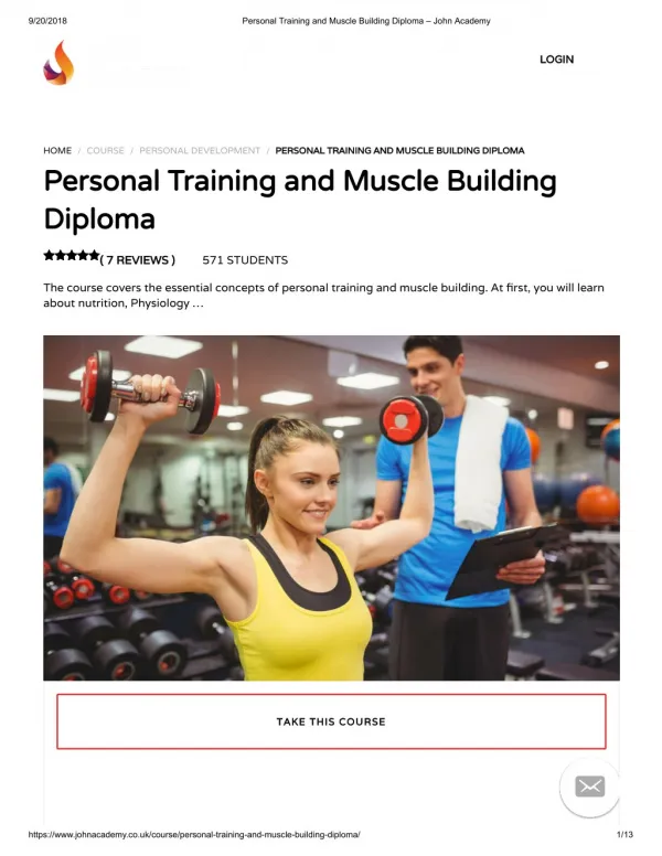 Personal Training and Muscle Building Diploma - John Academy