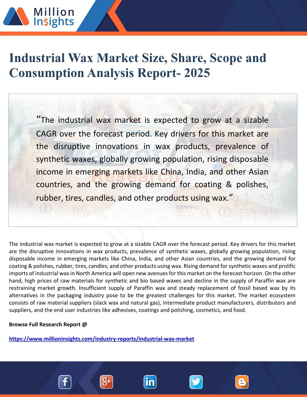 industrial wax market size share scope