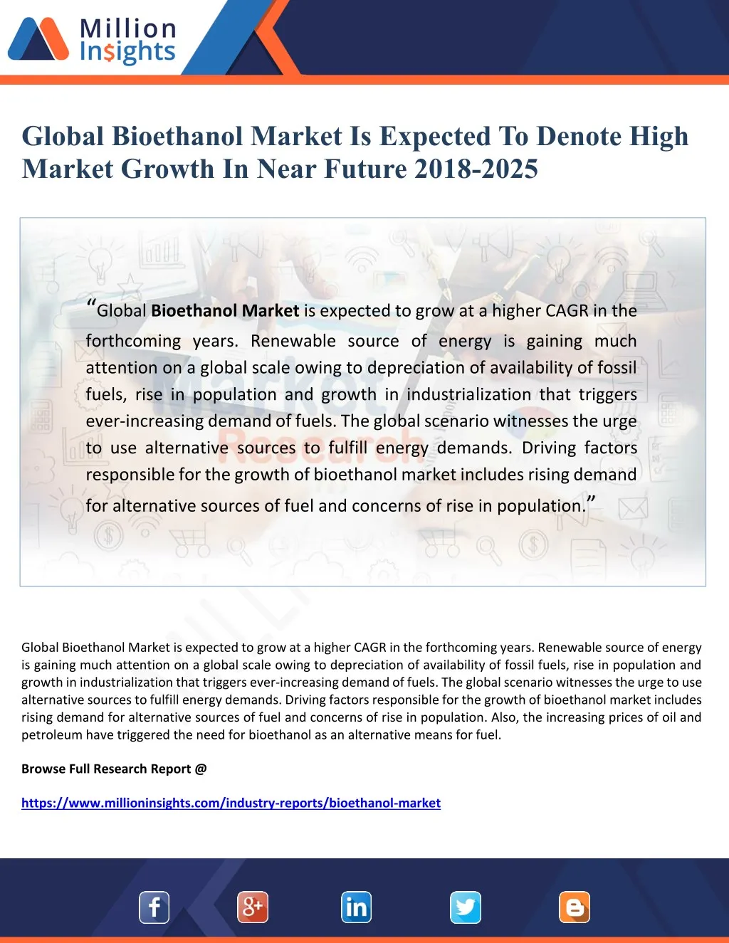 global bioethanol market is expected to denote