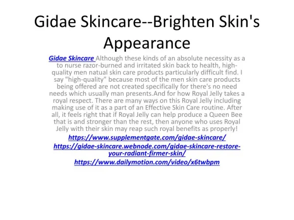 Gidae Skincare--Reduce Wrinkles And Lines